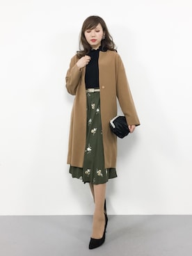 「グリーンスカート」｜「アイテム（ジャケット/アウター）」を使った、JULIAさん（レディース・160cm）の秋コーディネート