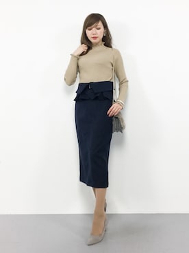 「Supreme.La.La.（シュープリームララ）のアイテム（スカート）」を使った、JULIAさん（レディース・160cm）の秋コーディネート