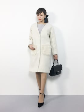 「パーティースタイル」｜「アイテム（ノーカラージャケット）」を使った、JULIAさん（レディース・160cm）の秋コーディネート