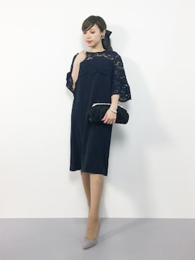 「A part by（アパートバイ）の【結婚式にも】OC*レースドッキングワンピース　776606 （ドレス）」を使った、JULIAさん（レディース・160cm）の秋コーディネート