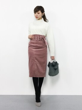「MODE ROBE（モードローブ）のアイテム」を使った、JULIAさん（レディース・160cm）の冬コーディネート