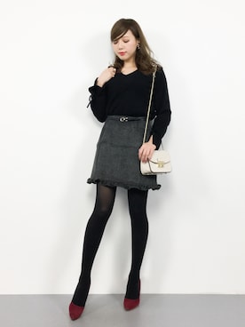 「TITTY&CO.（ティティーアンドコー）のアイテム」を使った、JULIAさん（レディース・160cm）の冬コーディネート