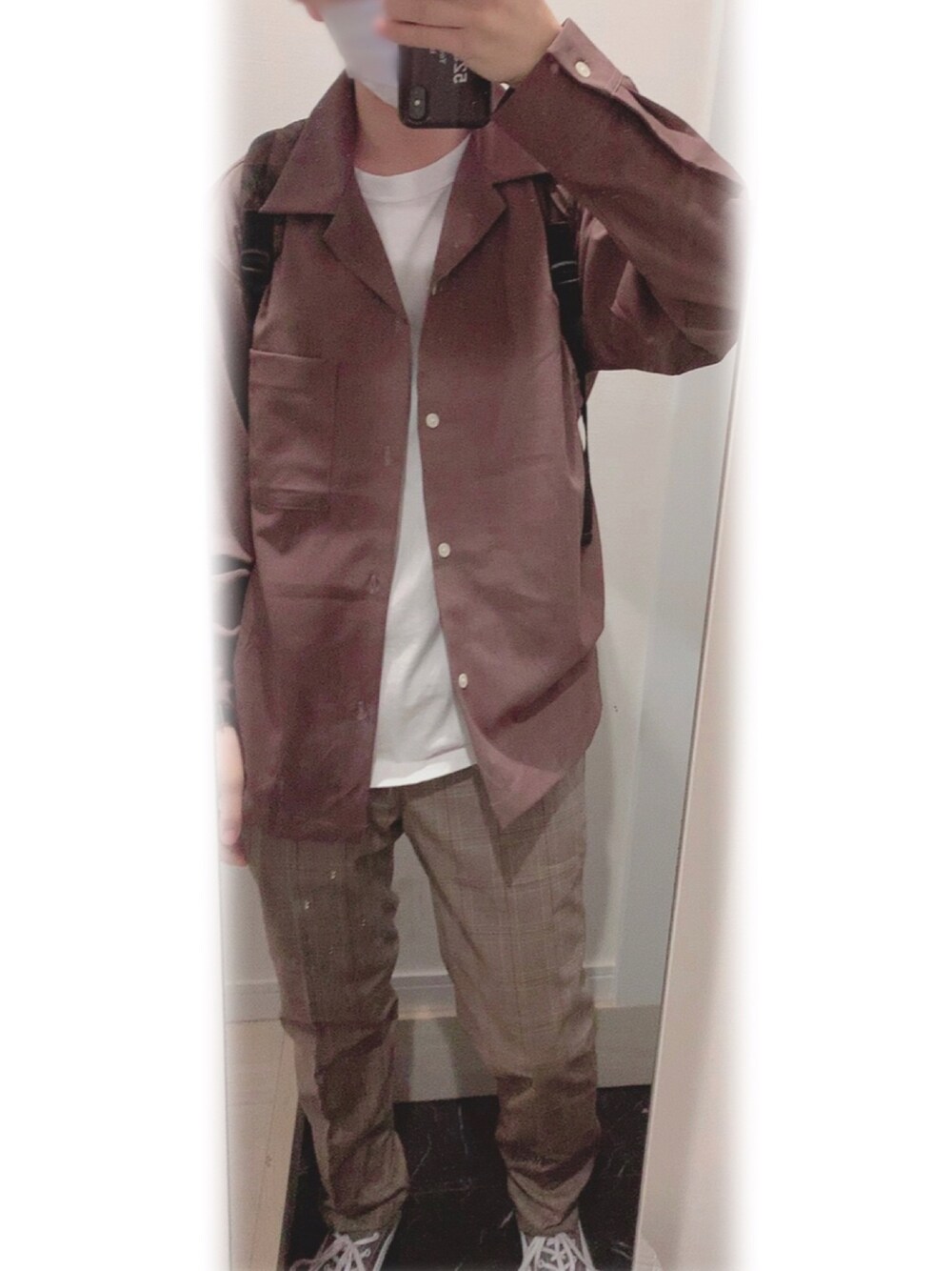 「プチプラ、GU、ブラウンコーデ、単色、VANSのスニーカー、DEISEL、大人コーデ、キレイめ、学生、おしゃれさんと繋がりたい」｜「GUのアイテム（シャツ/ブラウス、ブラウン系）」を使った、yuuさん（メンズ・168cm）の秋コーディネートの1枚目の写真