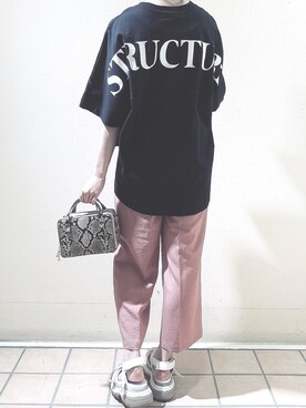 「JEANASIS（ジーナシス）のハコショルダーミニ/830977（ショルダーバッグ）」を使った、KUROさん（レディース・166cm）の秋コーディネート