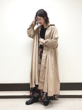 「アイテム（ステンカラーコート）」を使った、KUROさん（レディース・166cm・20代）の春コーディネート