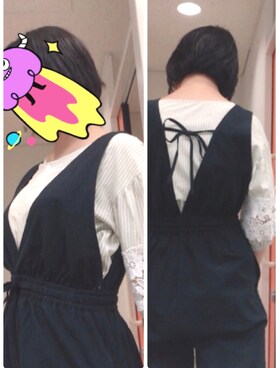 「NICE CLAUP（ナイスクラップ）のアイテム（オールインワン・サロペット）」を使った、piさん（レディース・152cm）の春コーディネート