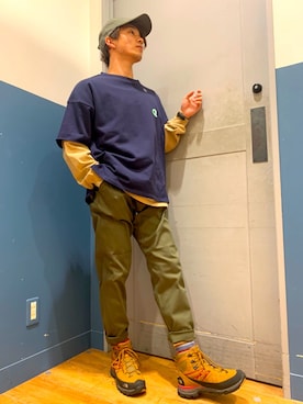 「CAMP7（キャンプセブン）のアイテム（パンツ）」を使った、Takumiさん（メンズ・170cm）の春コーディネート