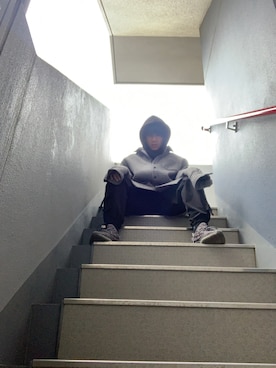 「WHITELAND（ホワイトランド）のアイテム（ナイロンジャケット）」を使った、優雅さん（メンズ・168cm）の冬コーディネート