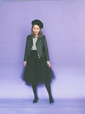 「I am I in fact...（アイアムアイインファクト）のアイテム（ブルゾン）」を使った、vickiさん（レディース・160cm）の春コーディネート