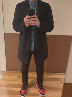 「BEAMS（ビームス）のアイテム（トレンチコート）」を使った、Moyaさん（メンズ・177cm）の冬コーディネート