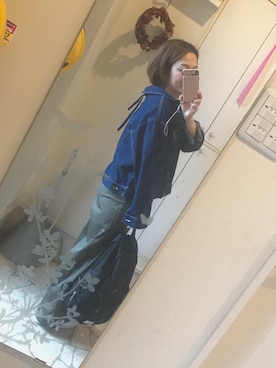 「アクティブ」｜「アイテム（デニムジャケット）」を使った、eriさん（レディース・152cm）の春コーディネート