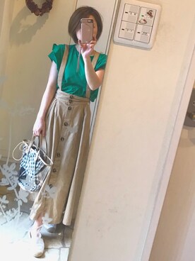 「AS KNOW AS plus（アズノゥアズプラス）のアイテム（オールインワン・サロペット）」を使った、eriさん（レディース・152cm）の春コーディネート