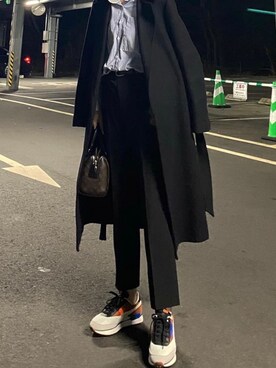 「PUMA」｜「アイテム（チェスターコート）」を使った、Nanamiさん（レディース・164cm）の春コーディネート