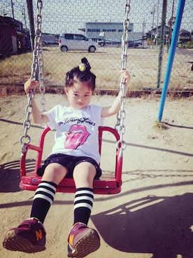 「UU（ユニクロ　アンダーカバー）のアイテム（パンツ）」を使った、shikimin♡さん（キッズ・100cm）の夏コーディネート