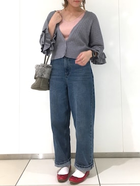 「ハイウエストデニム」｜HKRさん（レディース・161cm）の秋コーディネート