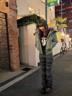 「ロンt」｜「アイテム（ジャケット/アウター）」を使った、楓さん（レディース・150cm）の冬コーディネート