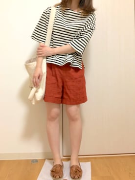 「ユニクロ」｜「アイテム（サンダル）」を使った、c.さん（レディース・154cm）の春コーディネート