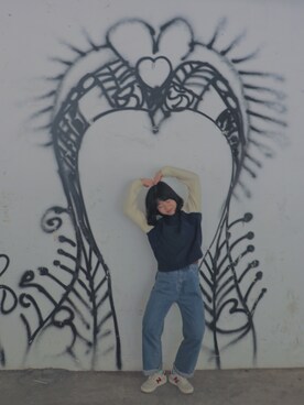 「TYAKASHAのアイテム（パンツ）」を使った、元気阿妹さん（レディース・153cm）の春コーディネート