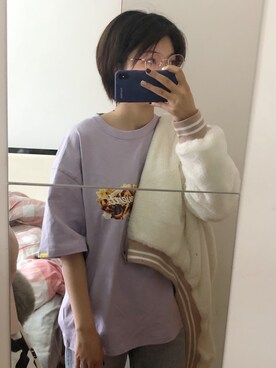 「randomeventのアイテム（トップス、ピンク系）」を使った、鸡米花啾啾さん（レディース・168cm）の春コーディネート