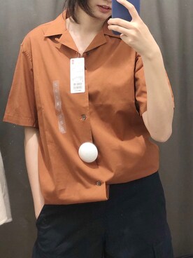 「UNIQLO（ユニクロ）のアイテム（トップス、オレンジ系）」を使った、鸡米花啾啾さん（レディース・168cm）の春コーディネート