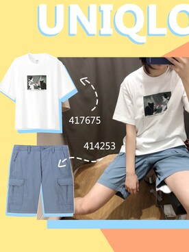 「UNIQLO（ユニクロ）のアイテム（トップス、ホワイト系）」を使った、鸡米花啾啾さん（レディース・168cm）の春コーディネート