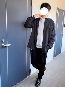 「カフスイージーパンツ」｜「アイテム（ブーツ）」を使った、Ryusanさん（メンズ・176cm）の冬コーディネート