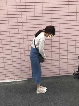 「水色」｜「アイテム（スリッポン）」を使った、ryoさん（レディース・164cm）の春コーディネート