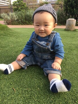 「babygap」｜「アイテム（サロペット/オーバーオール）」を使った、健太郎さん（キッズ・80cm）の春コーディネート
