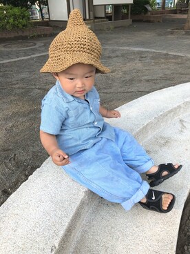 「OSHKOSH（オシュコシュ）のアイテム（トップス）」を使った、健太郎さん（キッズ・80cm）の春コーディネート