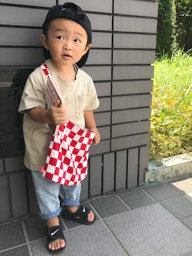 「I&ME（アイアンドミー）のアイテム」を使った、健太郎さん（キッズ・80cm）の夏コーディネート