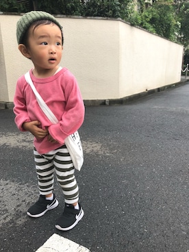 「1歳半」｜「アイテム（ニットキャップ/ビーニー）」を使った、健太郎さん（キッズ・80cm）の秋コーディネート