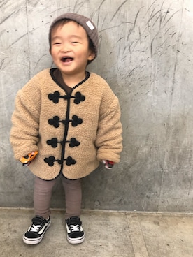 「allolun.（オールオルン）のアイテム（ジャケット/アウター）」を使った、健太郎さん（キッズ・80cm）の冬コーディネート
