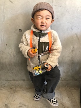 「GERRY（ジェリー）のアイテム（ブルゾン）」を使った、健太郎さん（キッズ・80cm）の春コーディネート
