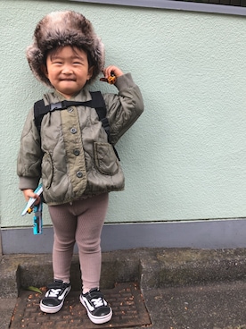 「オールドスクール」｜「アイテム（ノーカラージャケット）」を使った、健太郎さん（キッズ・90cm）の秋コーディネート