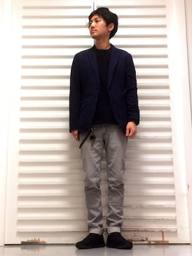 「MORGAN HOMME（モルガンオム）のアイテム（テーラードジャケット）」を使った、タザキさん（メンズ・172cm）の春コーディネート