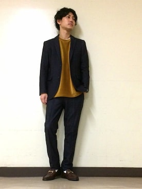 「MORGAN HOMME（モルガンオム）のアイテム（テーラードジャケット）」を使った、タザキさん（メンズ・172cm）の秋コーディネート