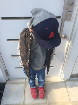 「アイテム（ダウンベスト、その他）」を使った、あおいさん（キッズ・110cm）の秋コーディネート