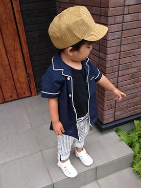 「kladskap（クレードスコープ）のアイテム（その他パンツ）」を使った、kids-eiteeさん（キッズ・90cm）の夏コーディネート