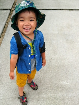 「BIT'Z（ビッツ）のアイテム（トップス）」を使った、kids-eiteeさん（キッズ・90cm）の夏コーディネート