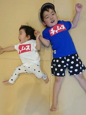 「CHUMS（チャムス）のアイテム（トップス）」を使った、kids-eiteeさん（キッズ・100cm）の春コーディネート