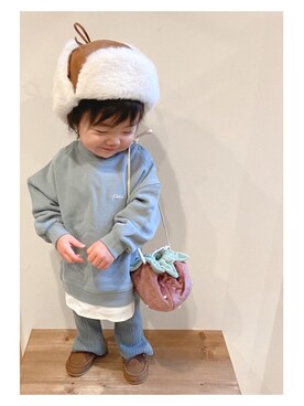 「おんなのこコーデ」｜「アイテム（モカシン/デッキシューズ）」を使った、kids-eiteeさん（キッズ・80cm）の冬コーディネート