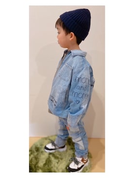 「5歳」｜「アイテム（デニムジャケット）」を使った、kids-eiteeさん（キッズ・110cm）の冬コーディネート