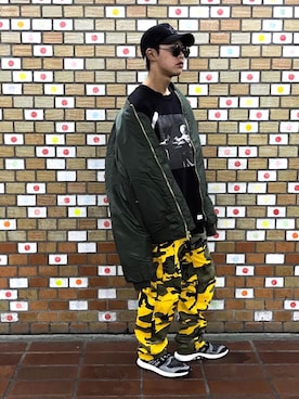 「off white」｜「アイテム（MA-1）」を使った、あげさん（メンズ・170cm）の冬コーディネート