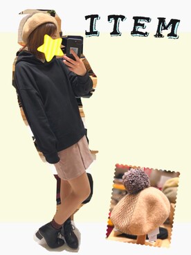 「AMERICAN HOLIC（アメリカンホリック）のフード付裏毛プルオーバー（パーカー）」を使った、a.yさん（レディース・157cm）の冬コーディネート