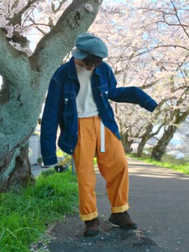 「neonsign」｜「アイテム（デニムジャケット）」を使った、まっかずん♪さん（メンズ・170cm）の春コーディネート