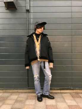 「neonsign」｜「アイテム（ブルゾン）」を使った、まっかずん♪さん（メンズ・170cm）の冬コーディネート