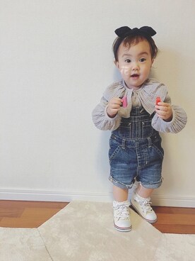 「コンバース ハイカット」｜「アイテム（オールインワン・サロペット）」を使った、yorikanatyさん（キッズ・80cm）の春コーディネート