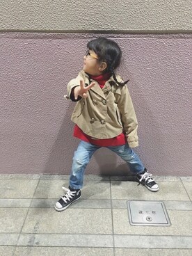 「おんなのこコーデ」｜「アイテム（トレンチコート）」を使った、yorikanatyさん（キッズ・100cm）の冬コーディネート