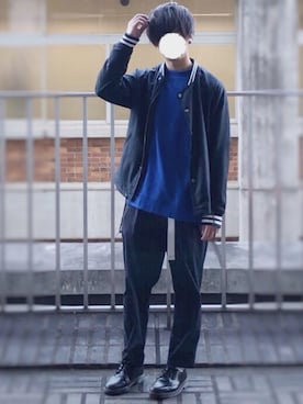 「niko and...（ニコアンド）のアイテム（MA-1）」を使った、服山くんさん（メンズ・171cm）の冬コーディネート