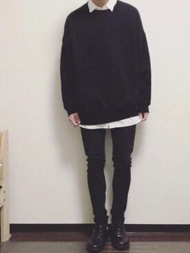 「リドム」｜「アイテム（スウェット）」を使った、服山くんさん（メンズ・173cm）の秋コーディネート